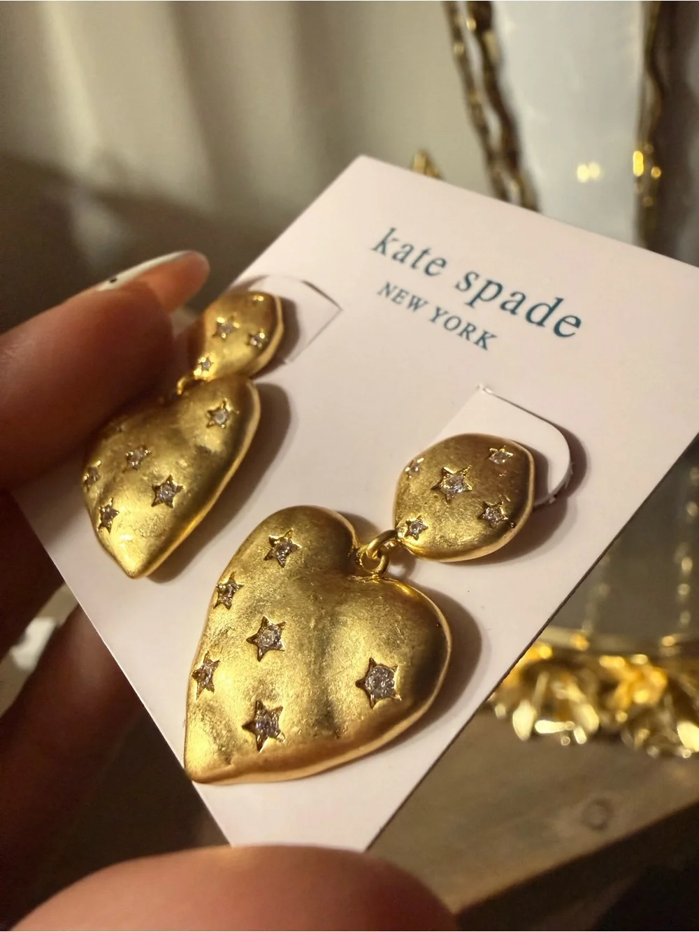 kate spade Gold Heart Drop Earrings with Crystal Stars